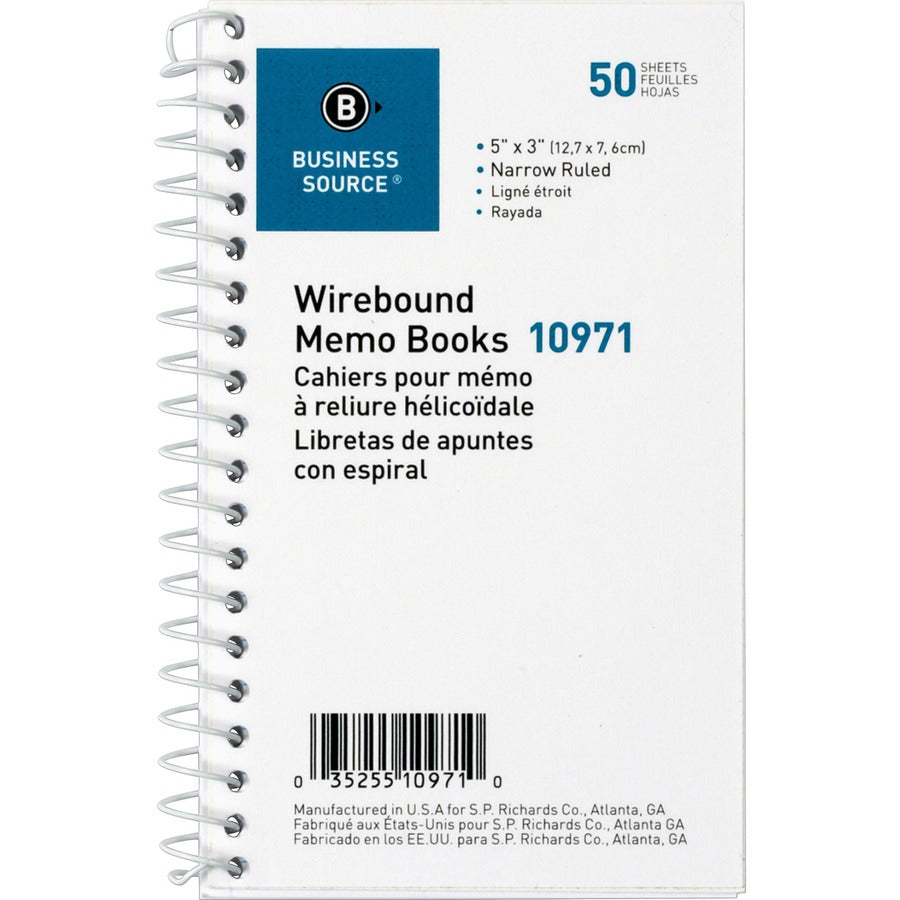 Business Source Side Wirebound Ruled Memo Book