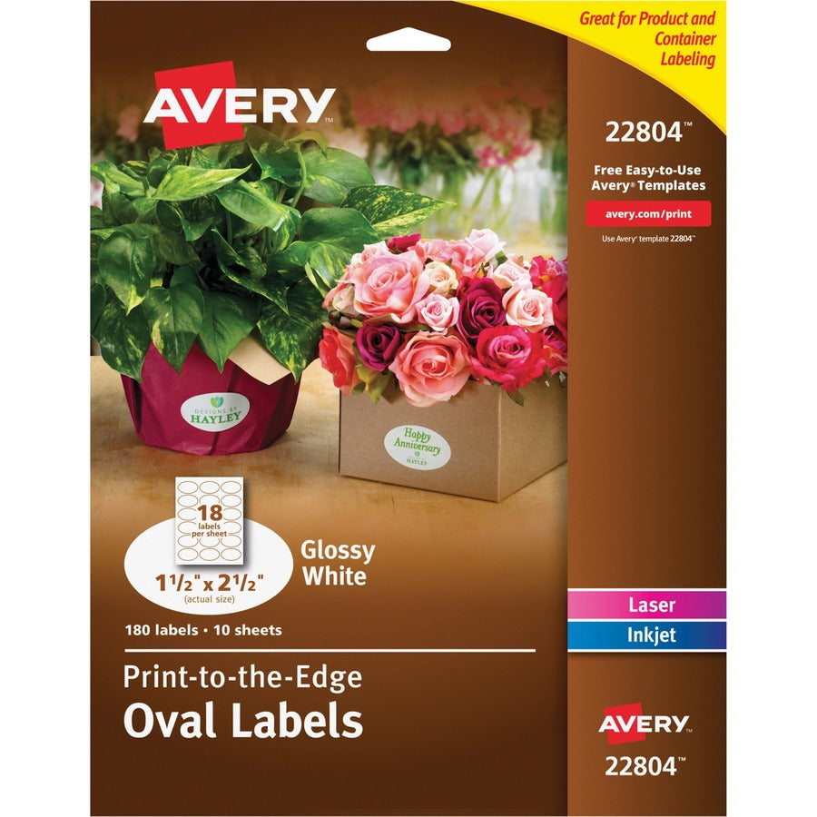 Avery&reg; Glossy White Labels - Sure Feed Technology