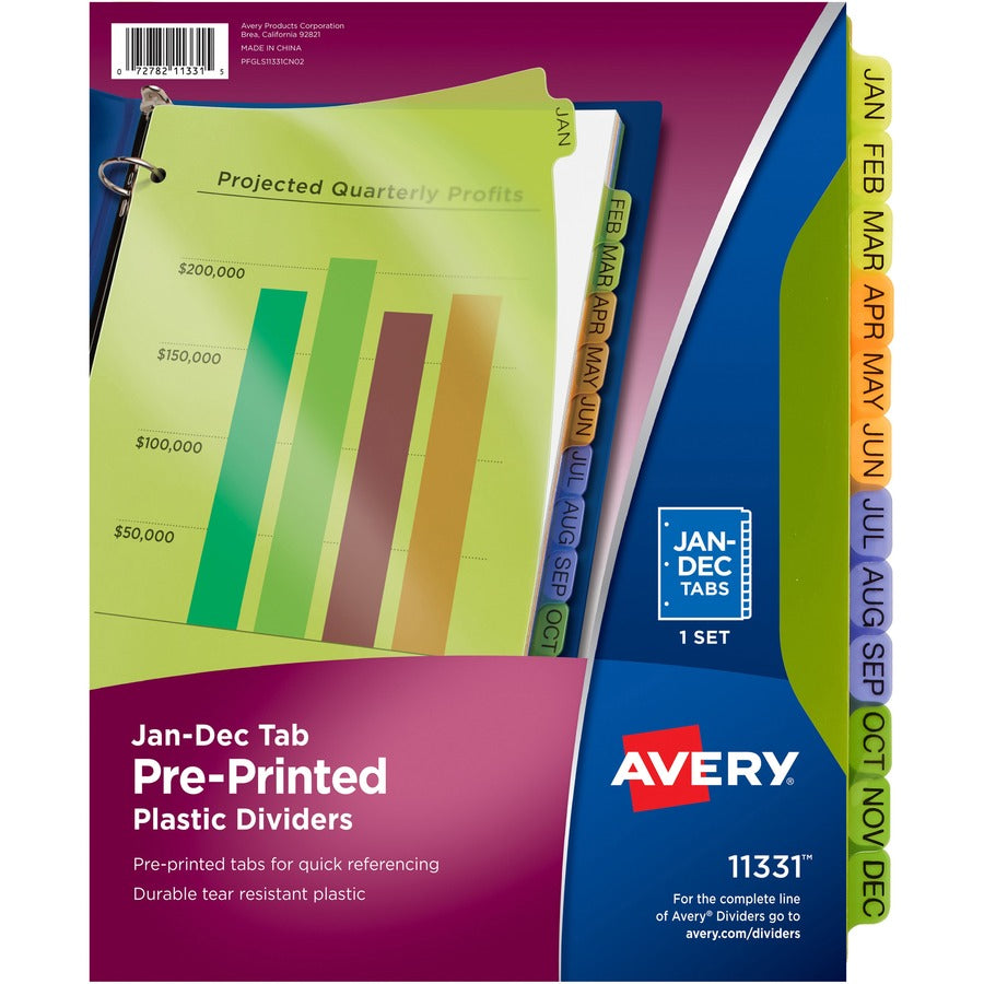 Avery&reg; Preprinted Monthly Tabs Plastic Dividers