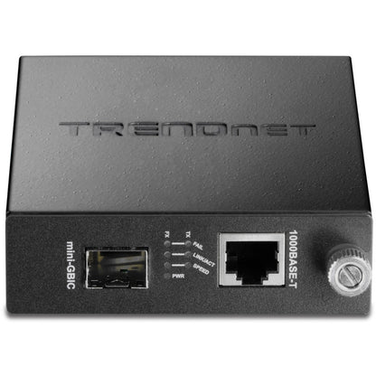 TRENDnet 100/1000Base-T To SFP Fiber Media Converter Fiber To Ethernet Converter 1 x 10/100/1000Base-T RJ-45 Port1 x Mini-GBIC Slot Lifetime Protection Black TFC-1000MGA