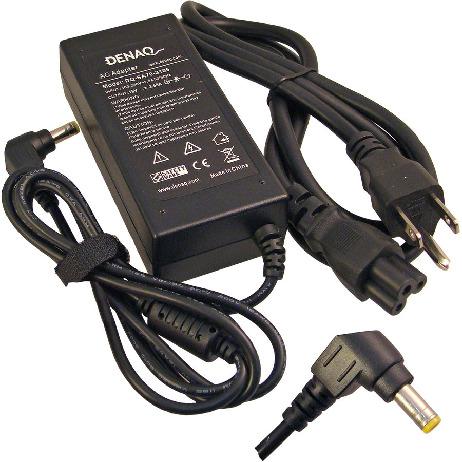 DENAQ 19V 3.68A 5.5mm-2.5mm AC Adapter for GATEWAY Solo Laptops