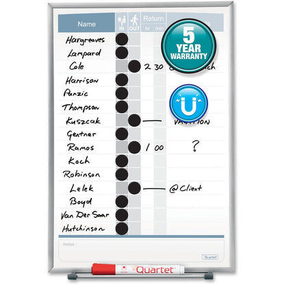 Quartet Matrix 15-employee In/Out Board