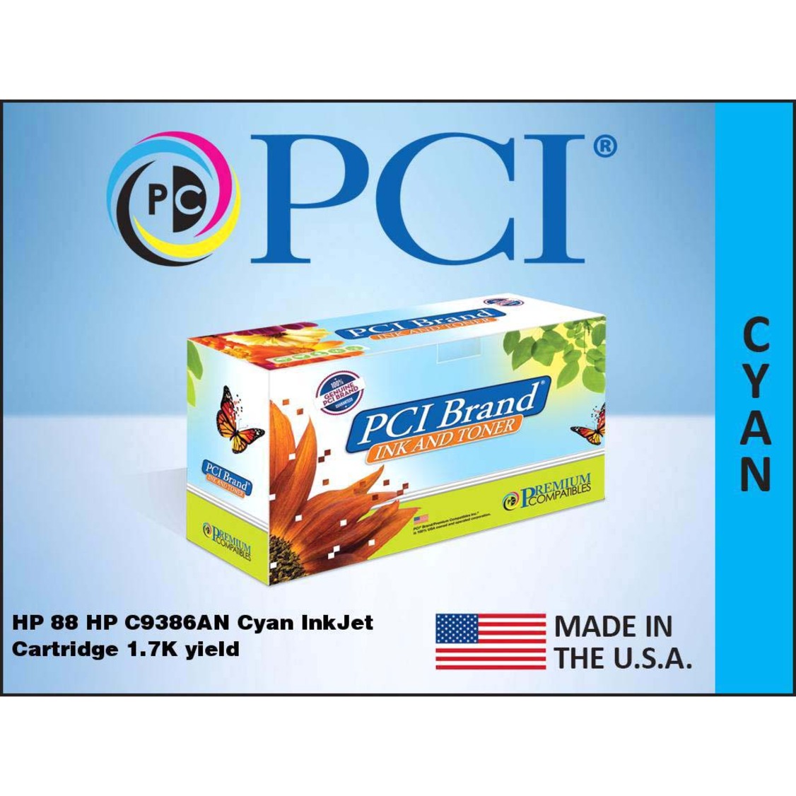 Premium Compatibles Inkjet Ink Cartridge - Alternative for HP C9386AN - Cyan - 1 / Each