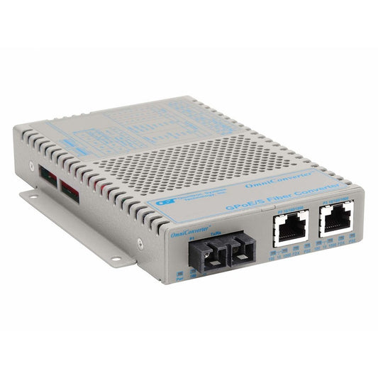 OmniConverter 10/100/1000 PoE Gigabit Ethernet Fiber Media Converter Switch RJ45 SC Multimode 550m Wide Temp