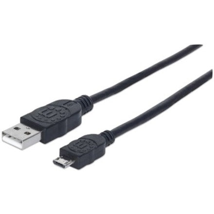 Manhattan Hi-Speed USB 2.0 A Male to Micro-B Male Device Cable 1.5' Black