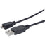 Manhattan Hi-Speed USB 2.0 A Male to Micro-B Male Device Cable 1.5' Black