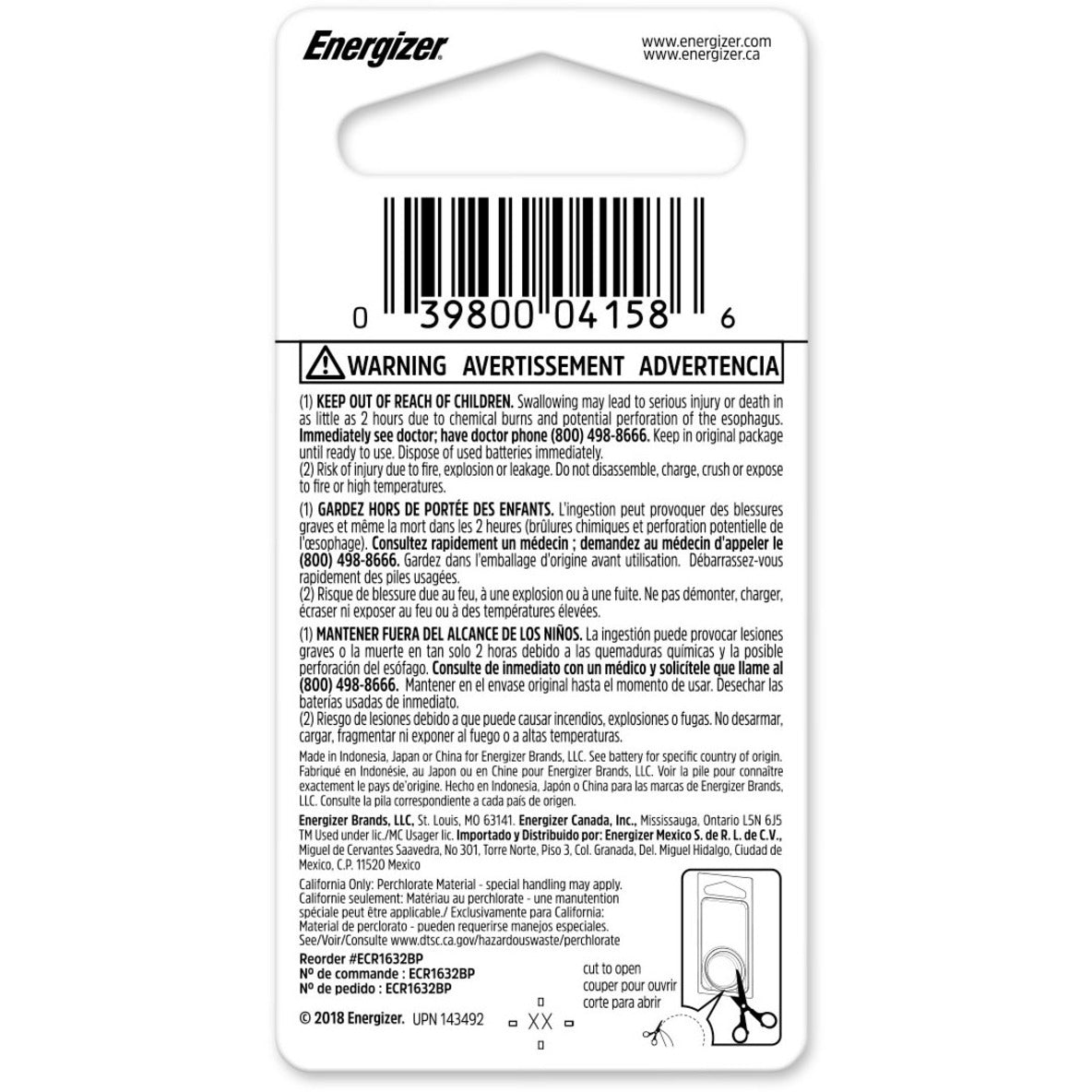 Energizer 1632 Lithium Coin Battery 1 Pack