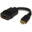 StarTech.com 5in Mini HDMI to HDMI Adapter 4K High Speed HDMI Adapter 4K 30Hz Ultra HD High Speed HDMI Adapter UHD Mini HDMI Adapter 4K