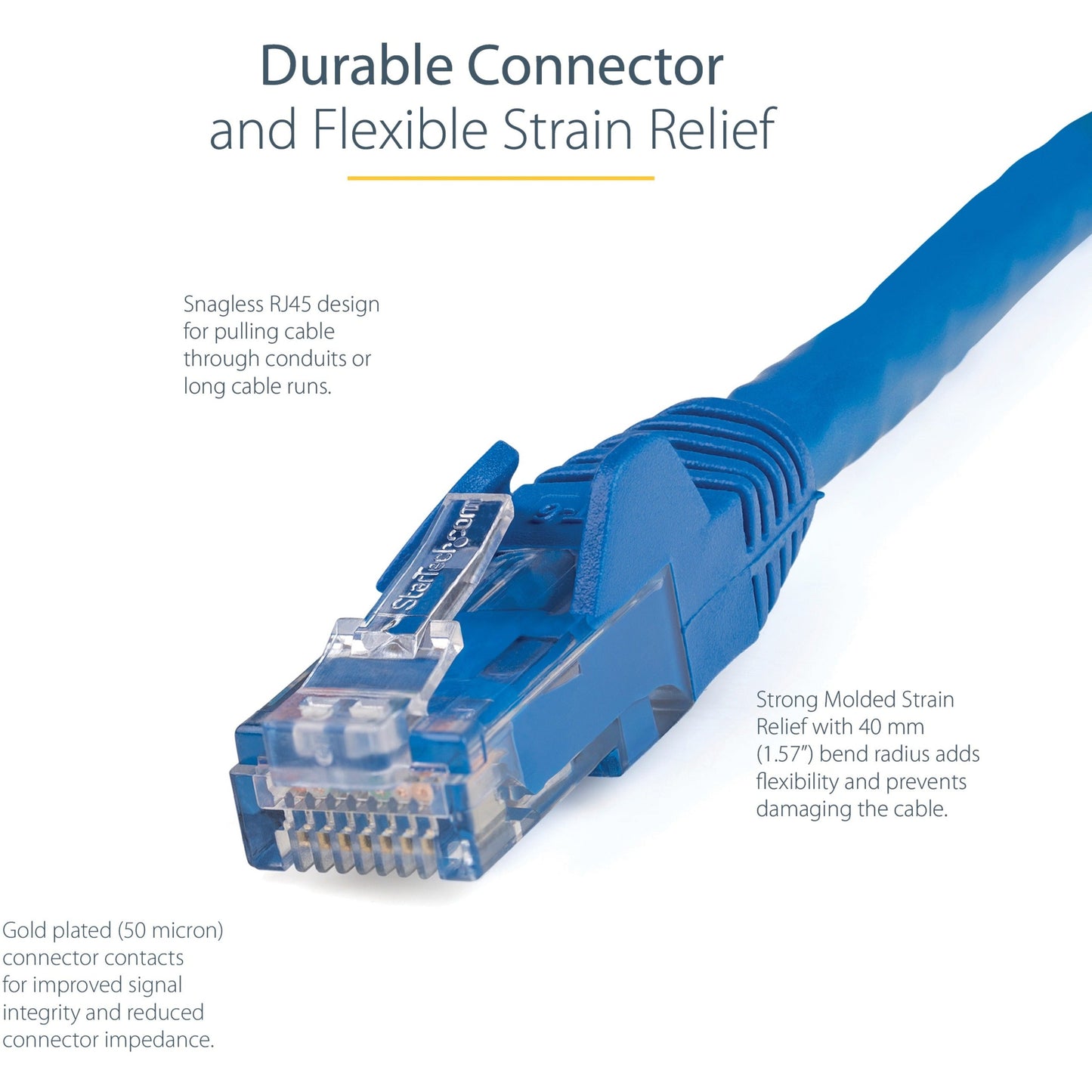 StarTech.com 1ft CAT6 Ethernet Cable - Blue Snagless Gigabit - 100W PoE UTP 650MHz Category 6 Patch Cord UL Certified Wiring/TIA