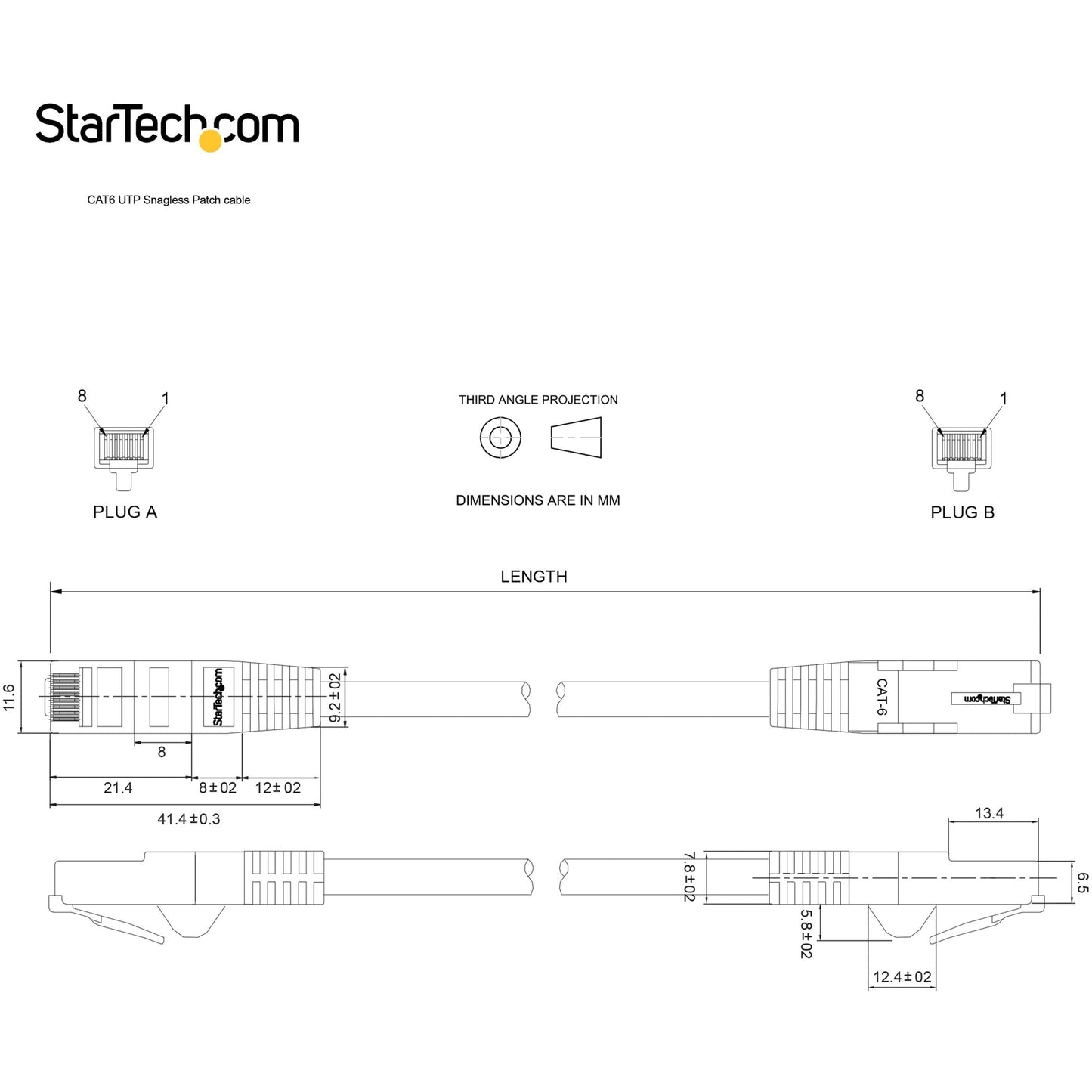 StarTech.com 1ft CAT6 Ethernet Cable - Blue Snagless Gigabit - 100W PoE UTP 650MHz Category 6 Patch Cord UL Certified Wiring/TIA