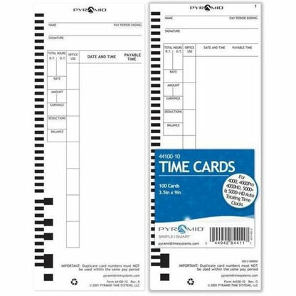 Pyramid Time Systems 44100-10 Time Cards 100/pk