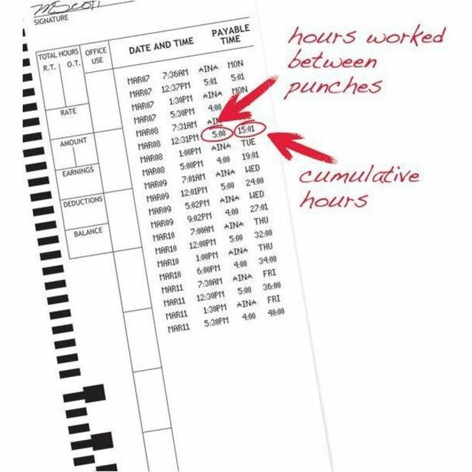 Pyramid Time Systems 44100-10 Time Cards 100/pk