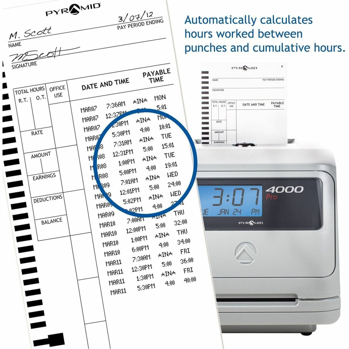 Pyramid 4000 Auto Totaling Time Clock