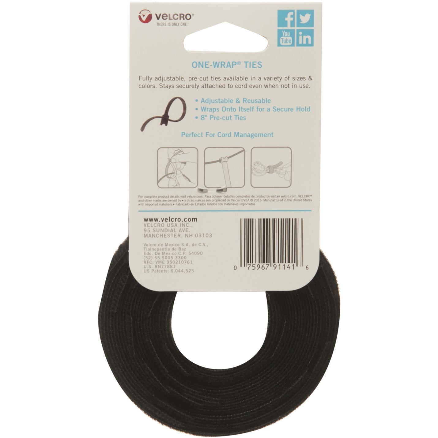 VELCRO&reg; One Wrap Pre-cut Bundling Ties