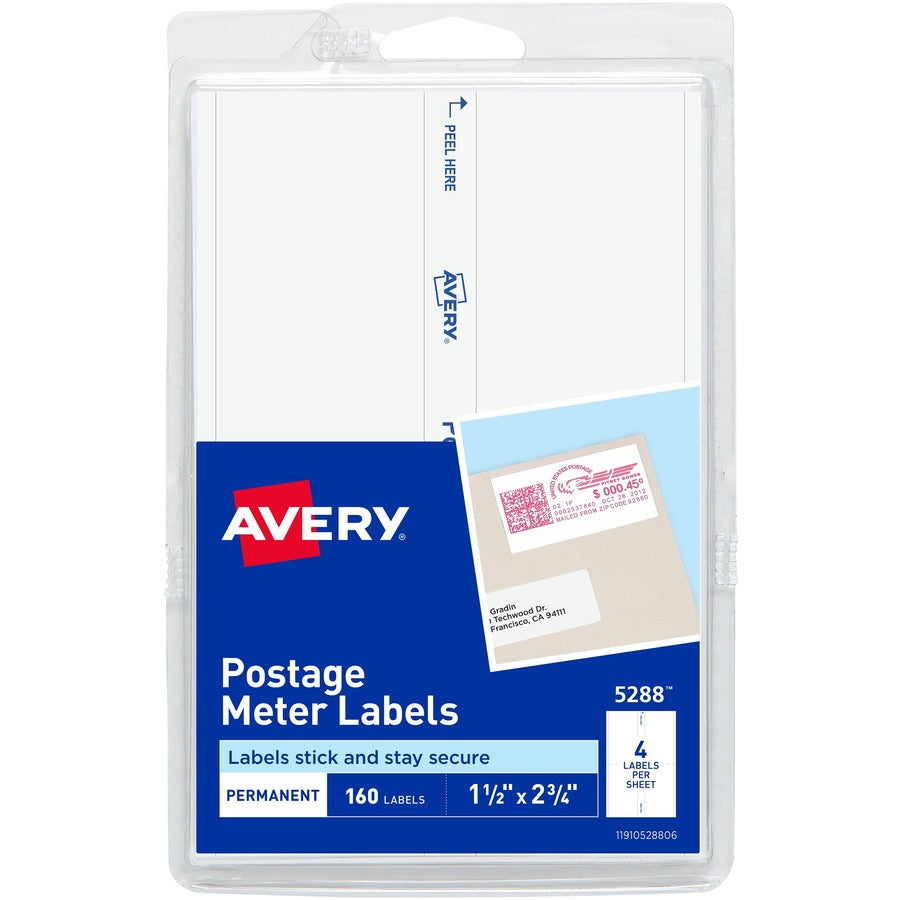 Avery&reg; Postage Meter Labels Permanent Adhesive 1-1/2" x 2-3/4"  160 Labels (5288)