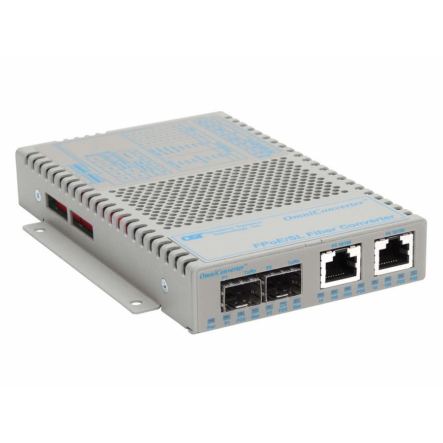 Omnitron Systems OmniConverter FPoE/SL 2x PoE 2x SFP US AC Powered Wide Temp