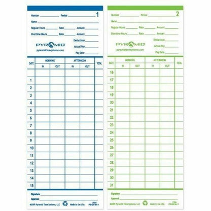 Pyramid Time Systems 42426 Time Cards 100/pk