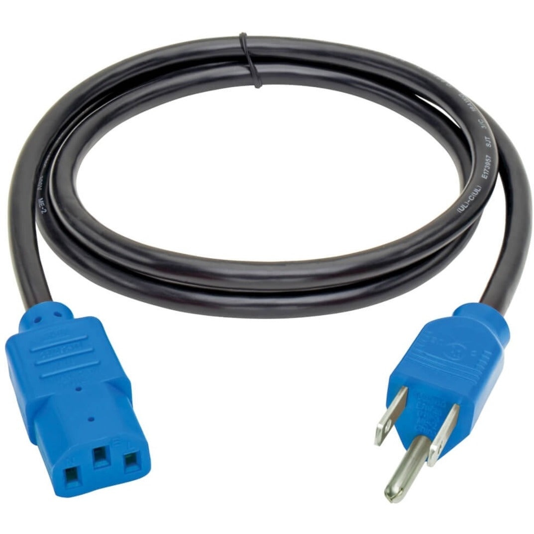 Tripp Lite Desktop Computer AC Power Cable NEMA 5-15P to C13 - 10A 125V 18 AWG 4 ft. (1.22 m) Blue Plugs