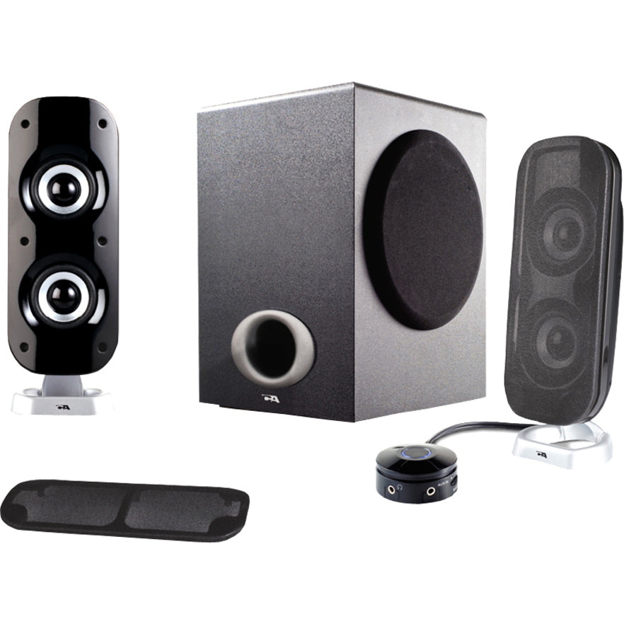 Ensemble Enceintes PC Cyber Acoustics CA-3810 2.1 - 38W - Subwoofer Bois - Contrôle Volume/Basse - Port Jack Et Aux