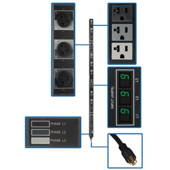 Tripp Lite PDU 3-Phase Metered 208/120V 5.7 kW 21 5-15/20R; 6 L6-20R 0URM