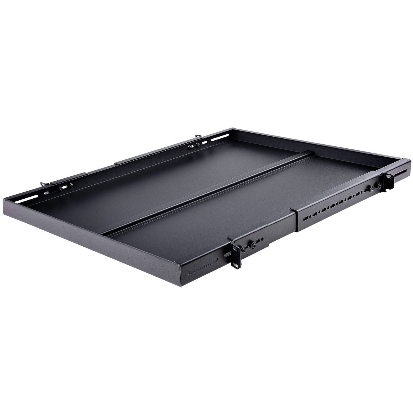 StarTech.com 1U 4-Post 19.5 to 38in Adjustable Mounting Depth Rack Mount Shelf - Heavy Duty Fixed Rack Shelf - 330 lb / 150kg - 27.5in Deep