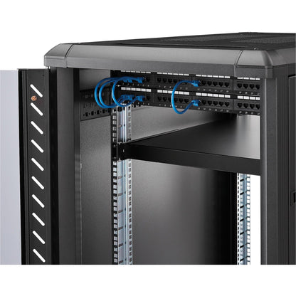 StarTech.com 1U 4-Post 19.5 to 38in Adjustable Mounting Depth Rack Mount Shelf - Heavy Duty Fixed Rack Shelf - 330 lb / 150kg - 27.5in Deep