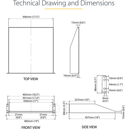 StarTech.com 2U Server Rack Cabinet Shelf - Fixed 18" Deep Cantilever Rackmount Tray for 19" Data/AV/Network Enclosure - Weight Cap. 125lbs/56kg