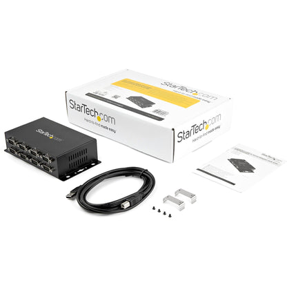 StarTech.com USB to Serial Adapter Hub &acirc;&euro;" 8 Port &acirc;&euro;" Industrial &acirc;&euro;" Wall Mount &acirc;&euro;" Din Rail &acirc;&euro;" COM Port Retention &acirc;&euro;" FTDI USB to RS232