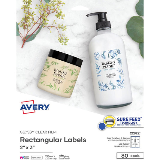 Avery&reg; Glossy Clear Labels -Sure Feed Technology