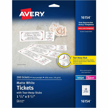 Avery&reg; Blank Tickets with Tear-Away Stubs