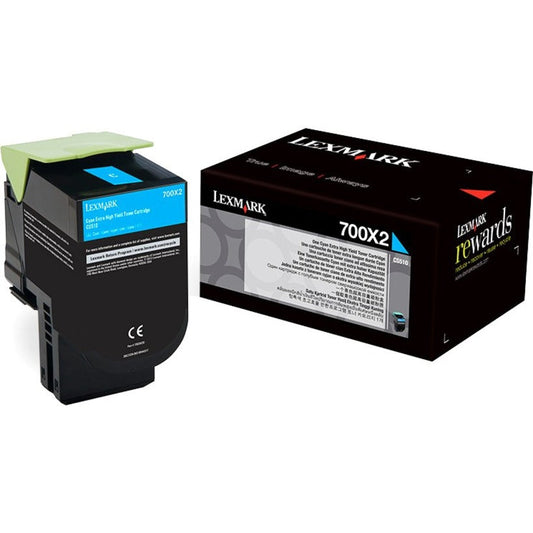 Lexmark Unison 700X2 Extra High Yield Laser Toner Cartridge - Cyan - 1 Pack