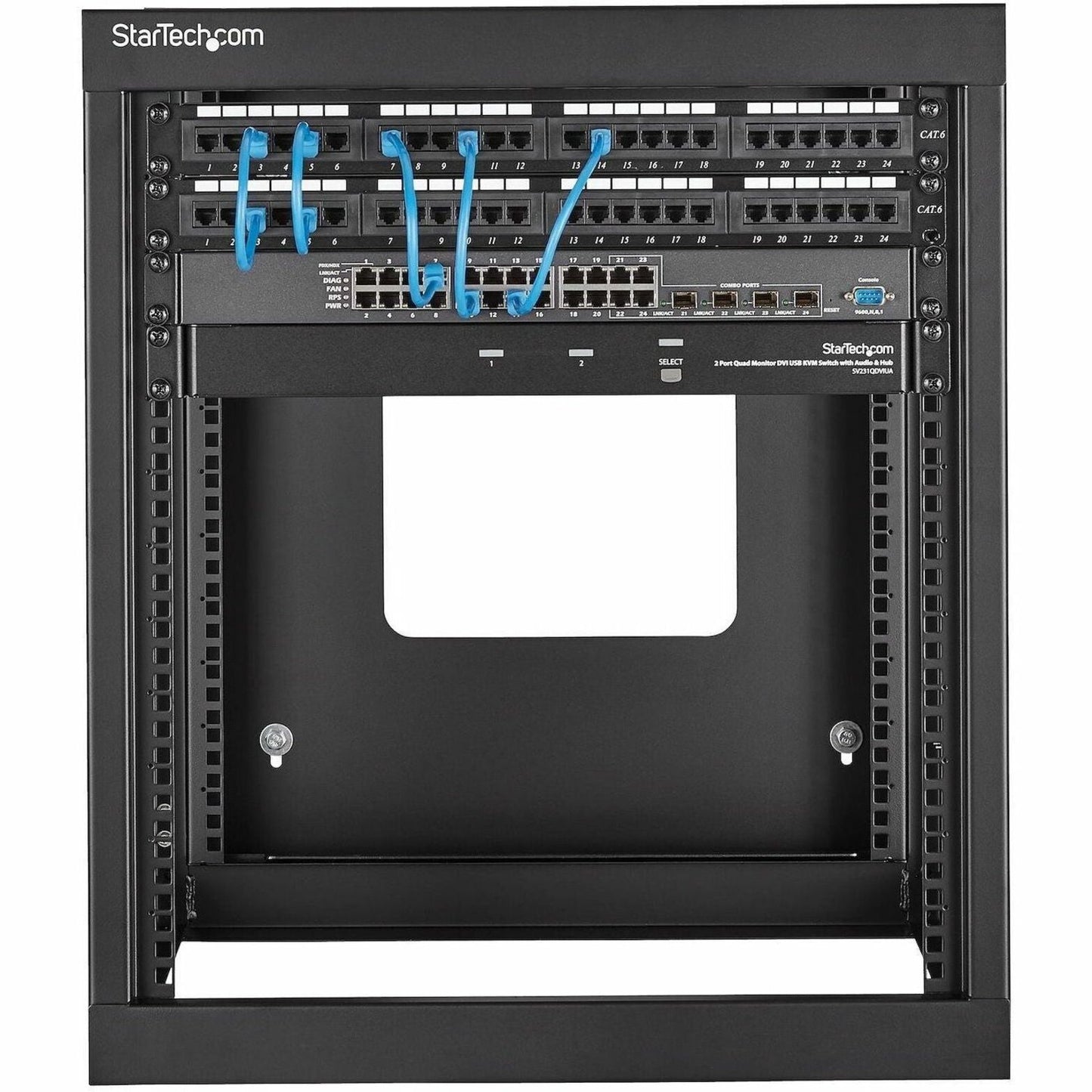 StarTech.com 4-Post 12U Hinged Wall-Mount Network Rack 19" Open Frame Server Rack Wall Mount Data Rack for IT Computer Equipment TAA~