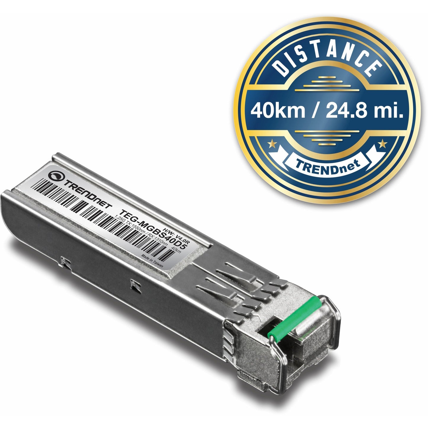 TRENDnet SFP to RJ45 Dual Wavelength Single-Mode LC Module; TEG-MGBS40D5; Must Pair with TEG-MGBS40D3 or a Compatible Module; Up to 40km (24.9 miles); Standard SFP Slot Compatible; Lifetime Protection