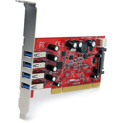 StarTech.com 4 Port PCI SuperSpeed USB 3.0 Adapter Card with SATA/SP4 Power - 5Gbps