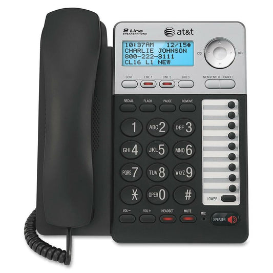 AT&T ML17929 2-Line Corded Office Phone System with Caller ID/Call Waiting Black
