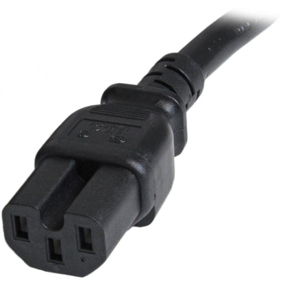 StarTech.com 3ft (1m) Heavy Duty Extension Cord IEC C14 to IEC C15 Black Extension Cord 15A 250V 14AWG Heavy Gauge Power Cable