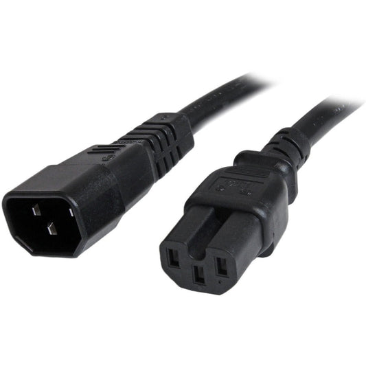 StarTech.com 6ft (1.8m) Heavy Duty Extension Cord IEC C14 to IEC C15 Black Extension Cord 15A 250V 14AWG Heavy Gauge Power Cable