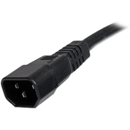 StarTech.com 6ft (1.8m) Heavy Duty Extension Cord IEC C14 to IEC C15 Black Extension Cord 15A 250V 14AWG Heavy Gauge Power Cable
