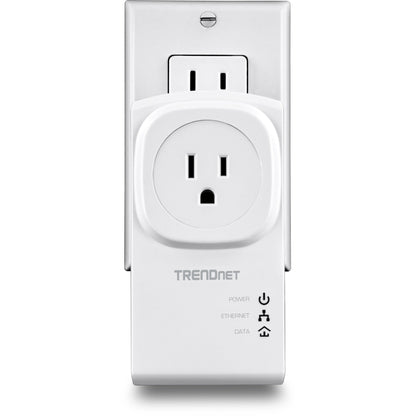 TRENDnet Powerline 500 AV Nano Adapter Kit With Built-In Outlet Power Outlet Pass-Through Includes 2 x TPL-407E Adapters Plug & Play Ideal For Smart TVs Gaming White TPL-407E2K
