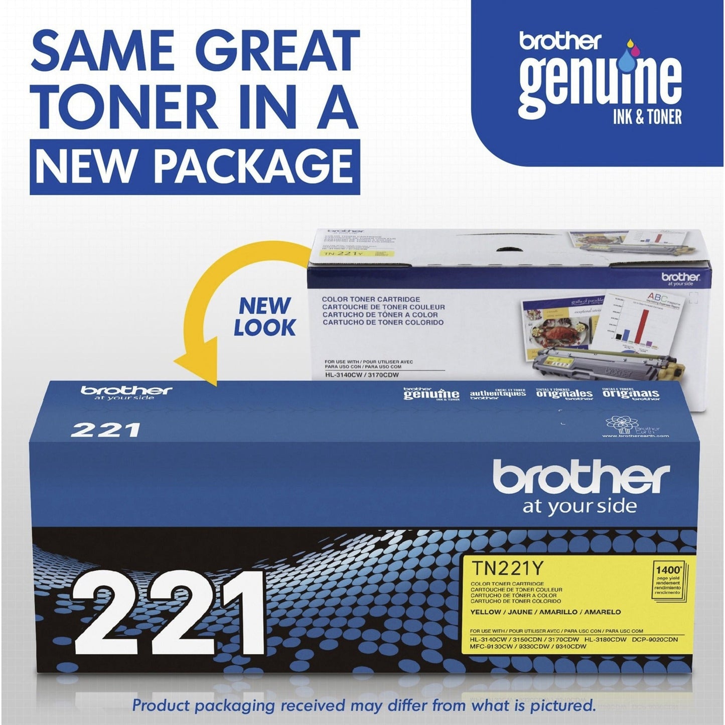 Brother Genuine TN221Y Yellow Toner Cartridge