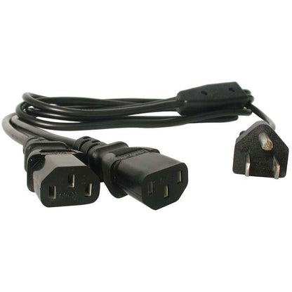 StarTech.com 6ft (2m) Computer Power Cord Y Splitter NEMA 5-15P to 2x C13 Y Cable 10A 125V 18AWG AC Power Cord Monitor Power Cable