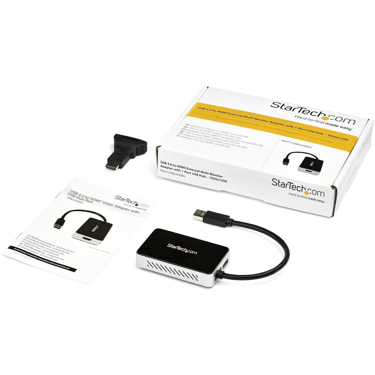 StarTech.com USB 3.0 to HDMI External Video Card Multi Monitor Adapter with 1-Port USB Hub - 1920x1200 / 1080p