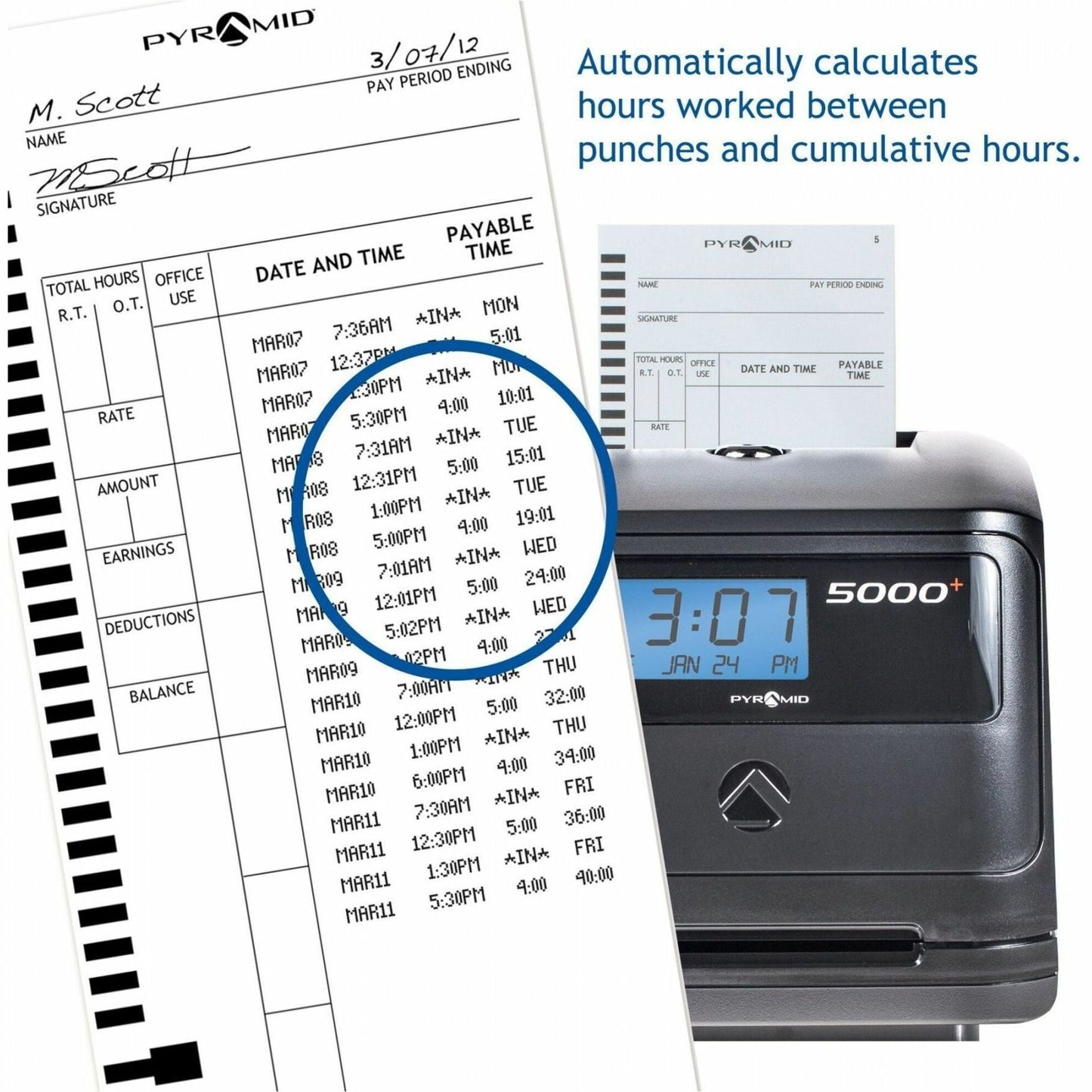 Pyramid Time Systems 5000 Auto Totaling Time Clock