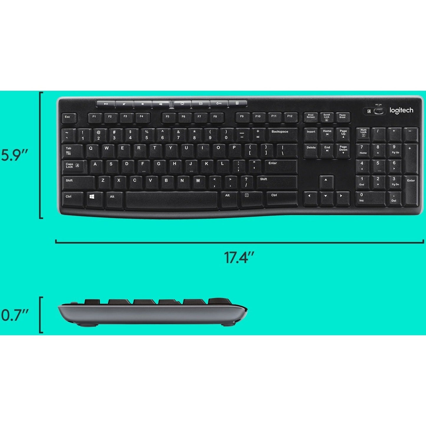 Logitech MK270 Wireless Keyboard and Mouse Combo for Windows 2.4 GHz Wireless Compact Mouse 8 Multimedia and Shortcut Keys 2-Year Battery Life for PC Laptop
