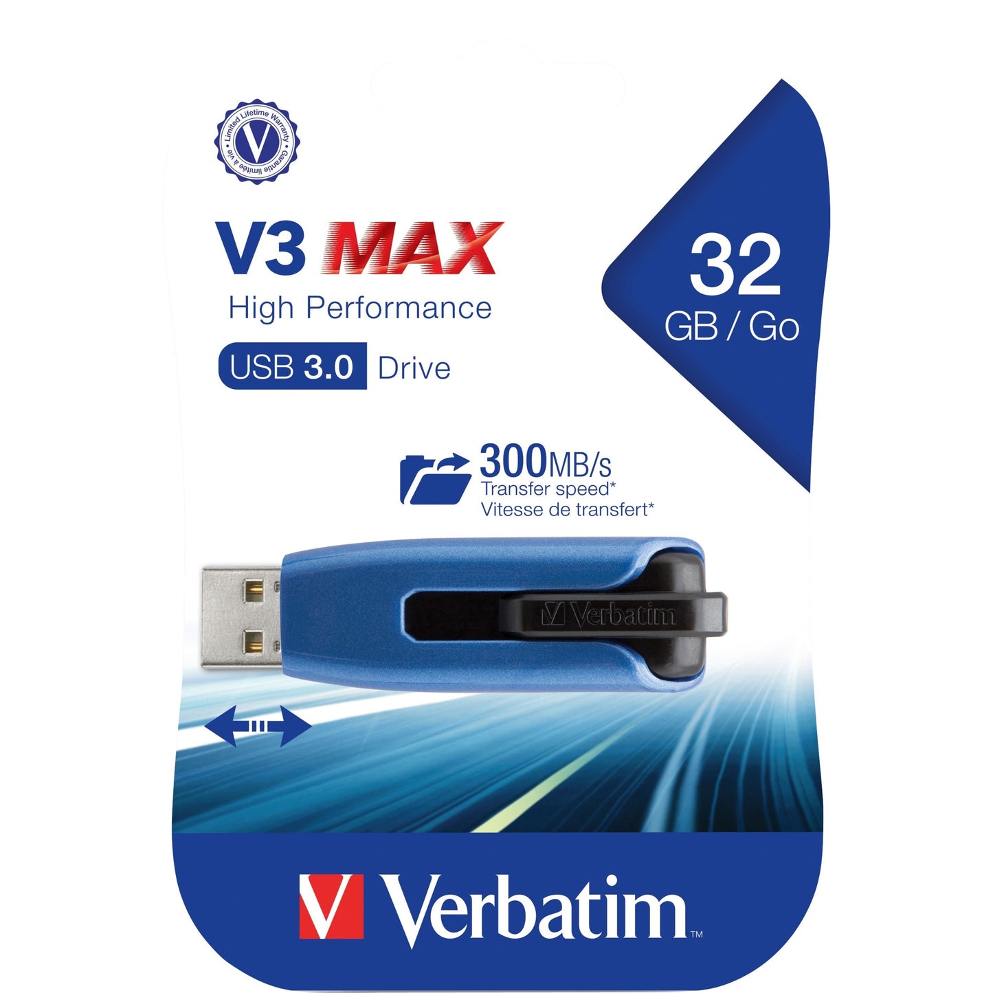 Verbatim 32GB Store 'n' Go V3 Max USB 3.0 Flash Drive - Blue