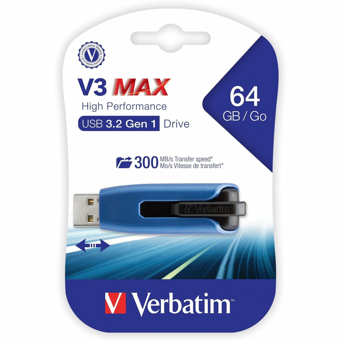 Verbatim 64GB Store 'n' Go V3 Max USB 3.0 Flash Drive - Blue