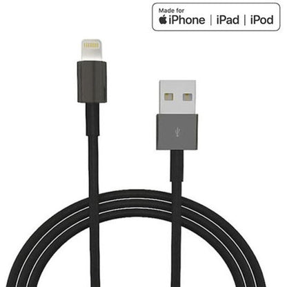 4XEM 10FT 3M Black Lightning cable for Apple iPhone/iPad/iPod - MFi Certified