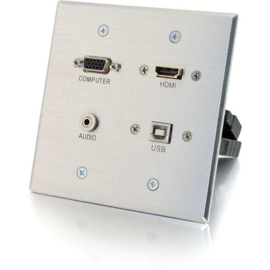 C2G HDMI VGA 3.5mm Audio and USB Pass Through Wall Plate - Double Gang