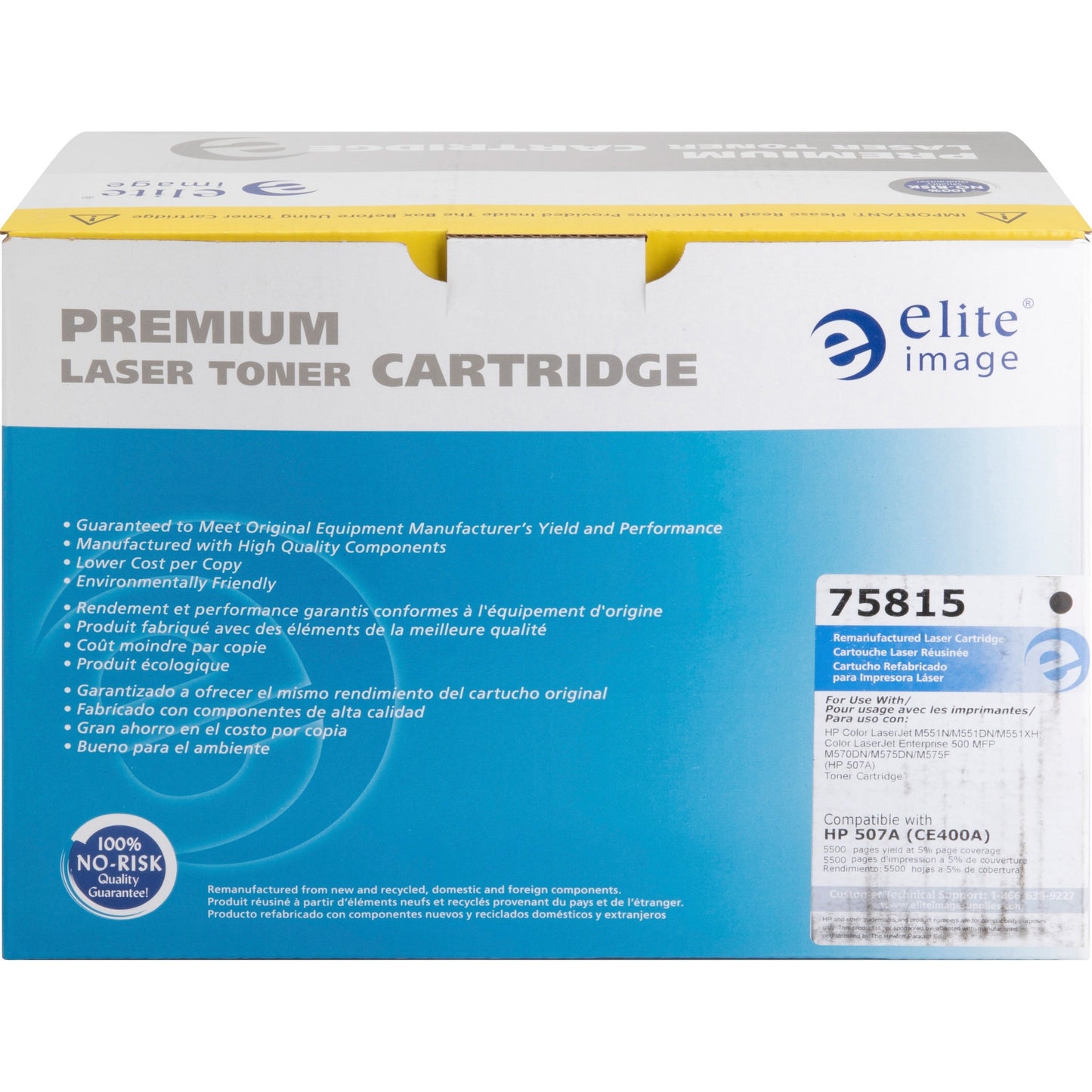 Elite Image Remanufactured Laser Toner Cartridge - Alternative for HP 507A (CE400A) - Black - 1 Each