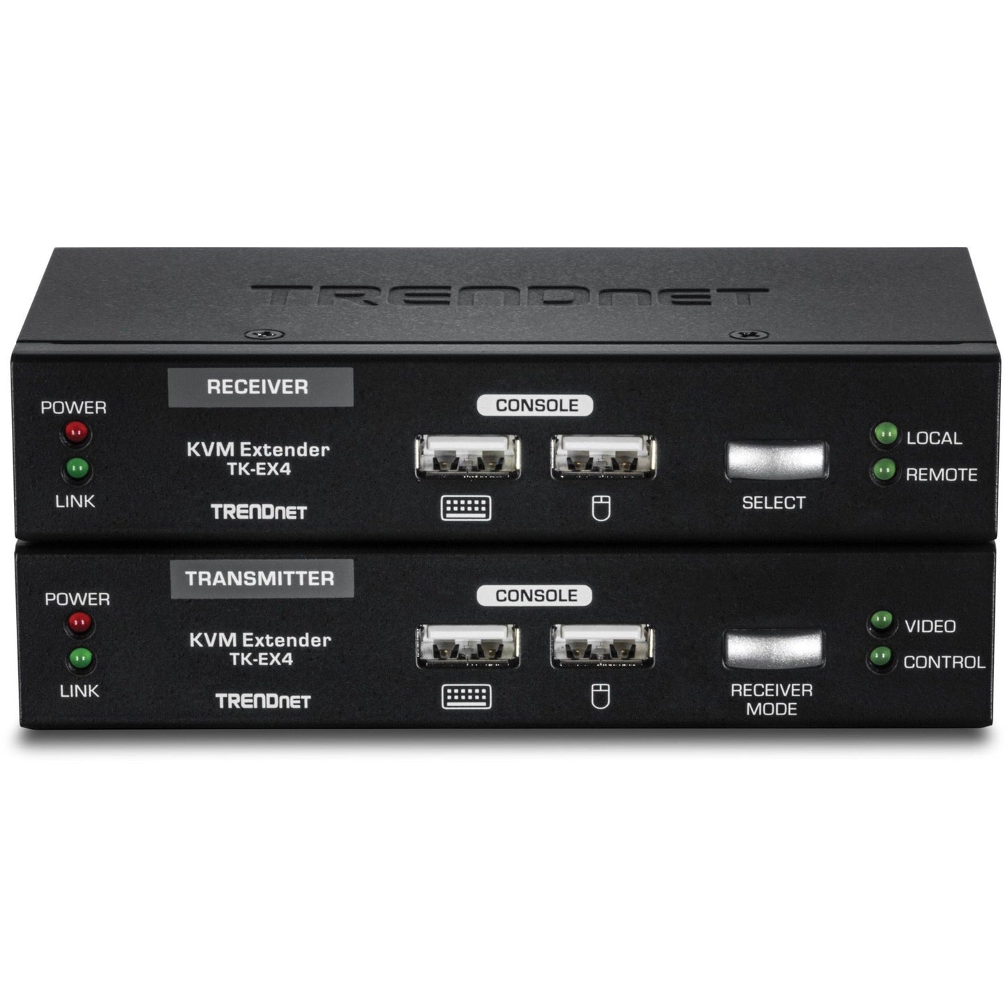 TRENDnet KVM Extension Kit Extend Keyboard/Video/Mouse Controls up to 100 Meters (328 ft.) Hot-Keys Transmitter Receiver PS/2 VGA TK-EX4